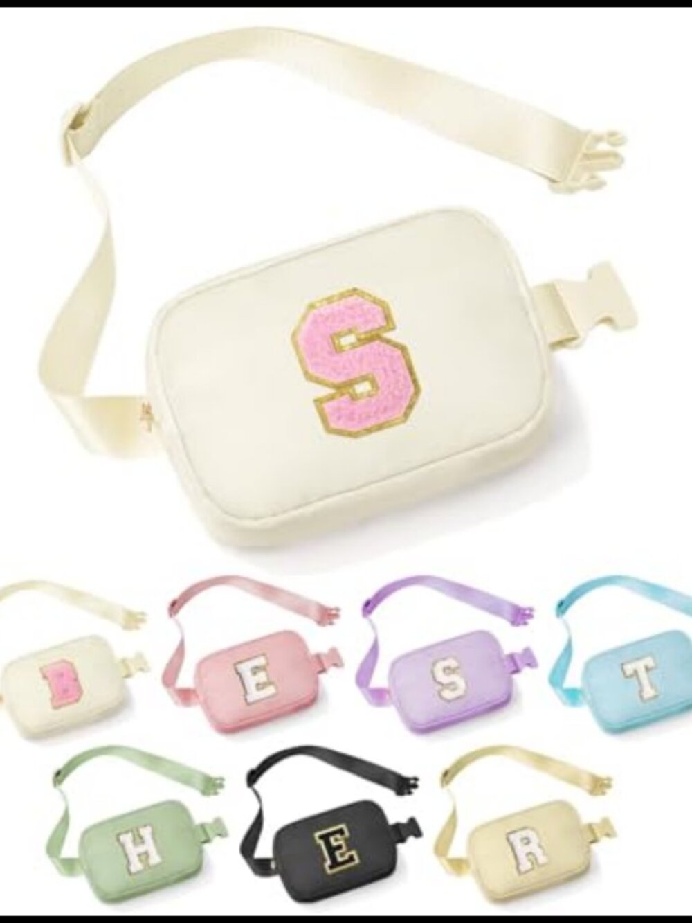 Initial Patch Fanny Pack Nylon Water Resistant Waist Bag